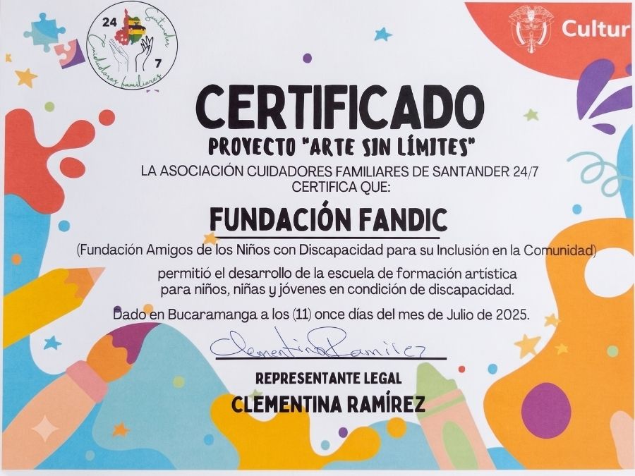 Certificado Proyecto arte sin limites